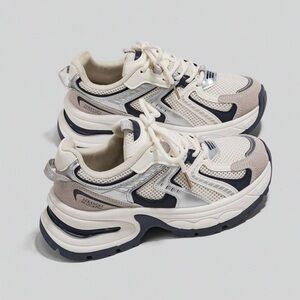 Stylish Cream and Navy Sneakers